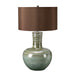 Table Lamp Brown Cylinder Shade Green Stripy Reactive Glaze LED E27 60W Bulb Loops