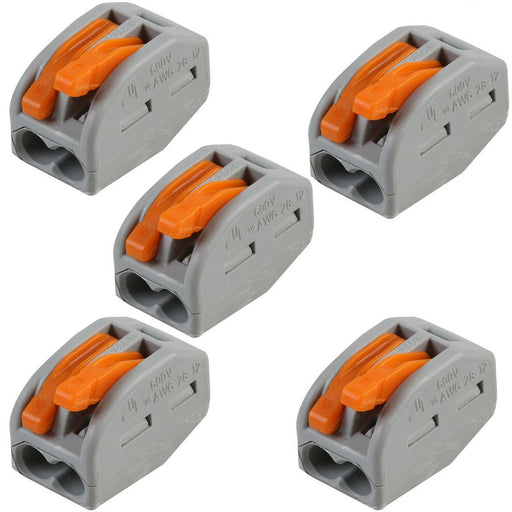 5x 2 Way WAGO Connector 32A Electrical Lever Terminal Block Push Fit Junction Loops