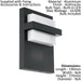 2 PACK IP44 Outdoor Wall Light Anthracite Aluminium 10W LED Porch Lamp Loops