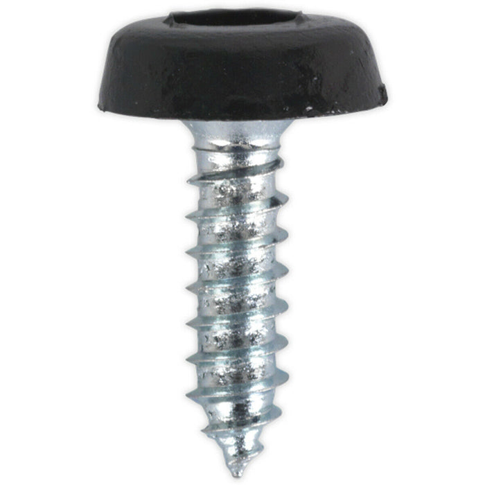 50 PACK 4.8 x 18mm Black Numberplate Screw - Plastic Enclosed Head Fixings Loops