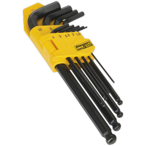 9 Piece Ball-End Hex Key Set - 1.5mm to 10mm Size - 30 Degree Angled Drive Loops
