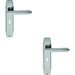 2x PAIR Line Detailed Handle on Lock Backplate 205 x 45mm Polished Chrome Loops