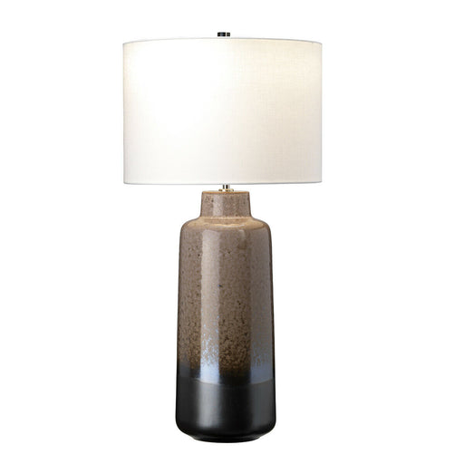 Table Lamp Light Brown Glaze Graphite Base White Faux Silk Shade LED E27 60W Loops