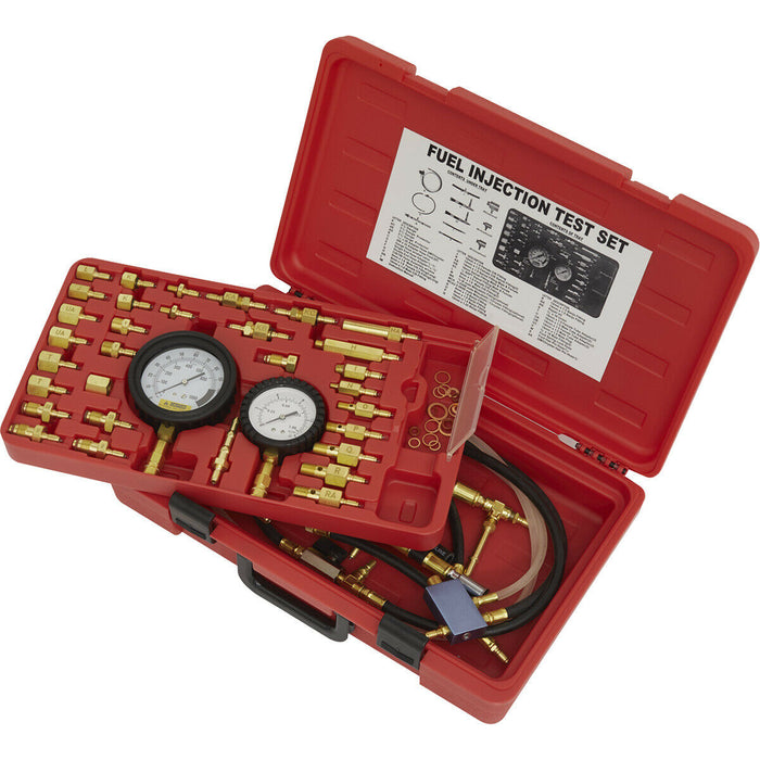 Fuel Injection Pressure Test Kit - High & Low Pressure Gauge - Release Valve Loops