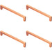 4x Square Block Pull Handle 170 x 10mm 160mm Fixing Centres Satin Copper Loops