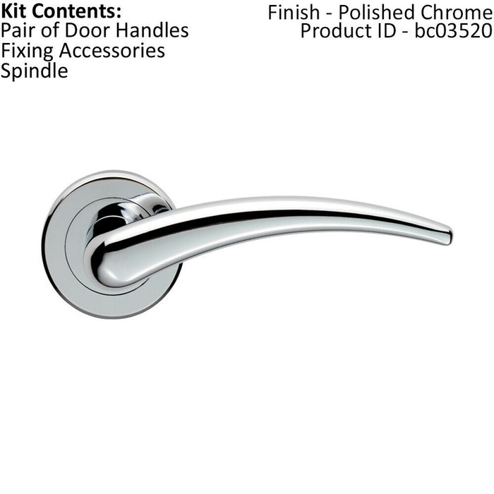 PAIR Arched Tapered Bar Handle on Round Rose Concealed Fix Polished Chrome Loops