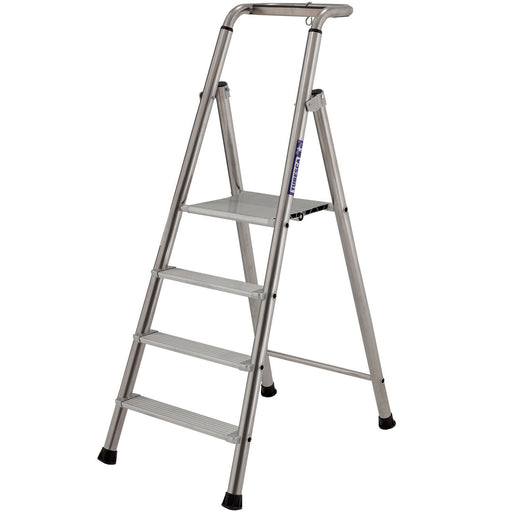 1m MAX STABILITY Platform Step Ladders 4 Tread Anti Slip Aluminium DIY Steps Loops