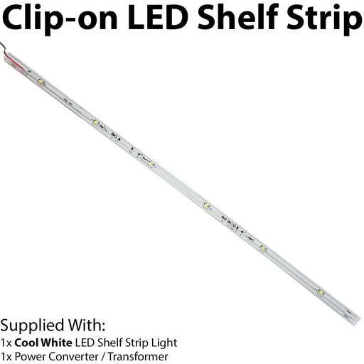 450mm Clip On LED Shelf Kit COOL WHITE 4mm Glass Illuminated Kitchen Unit Light Loops
