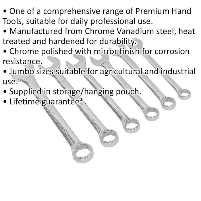 6pc EXTRA LARGE Combination Spanner Set - 34mm to 50mm 12 Point Nut Ring Wrench Loops