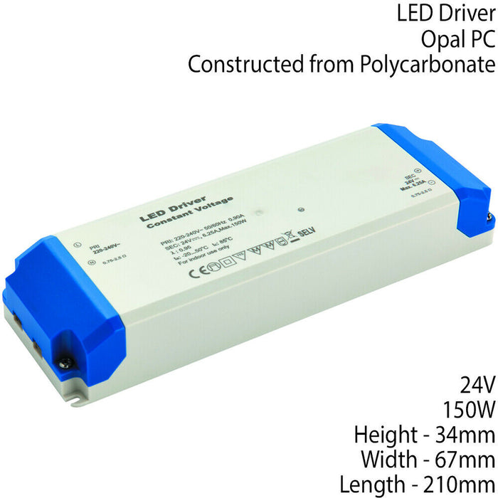 24V DC 150W Constant LED Driver / Transformer Low Voltage Light Power Converter Loops