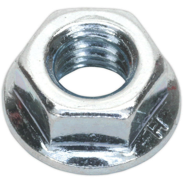 Pack of 100 Zinc Plated Serrated Flange Nut - 1.25mm Pitch - M8 - DIN 6923 Loops