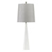 Square Table Lamp Tapered Column Light Grey Faux Silk Shade White LED E27 60W Loops