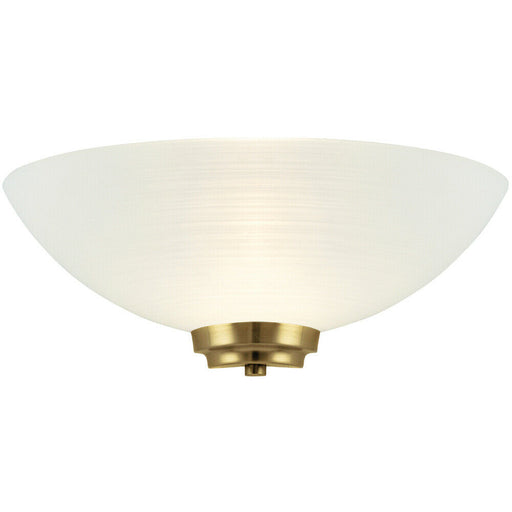 Dimmable LED Wall Light Antique Brass White Line Pattern Glass Shade Dome Lamp Loops