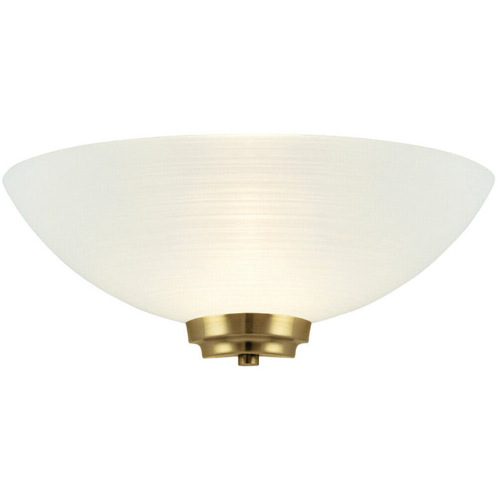Dimmable LED Wall Light Antique Brass White Line Pattern Glass Shade Dome Lamp Loops