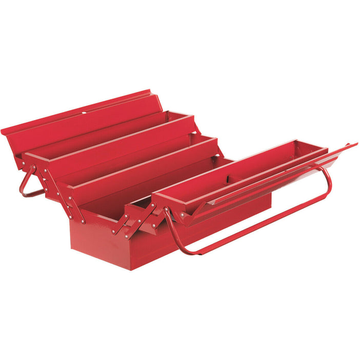 530 x 210 x 220mm Cantilever Toolbox - RED - 4 Tray Portable Tool Storage Case Loops