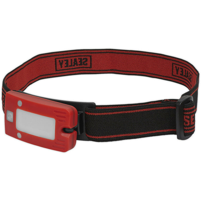 Red Rechargeable Head Torch - Adjustable Band - Automatic Sensor - 2W COB LED Loops