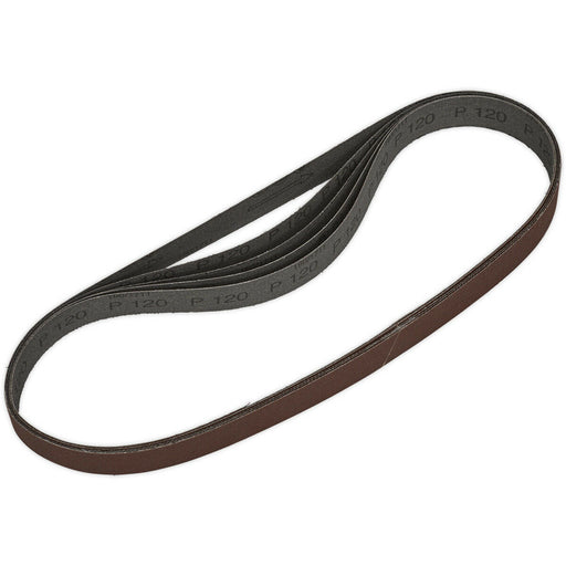 5 PACK - 25mm x 762mm Sanding Belts - 120 Grit Aluminium Oxide Slim Detail Loop Loops