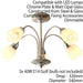 Semi Flush Ceiling Light Chrome & Opal 5 Bulb Shade Chandelier Dimmable Pendant Loops