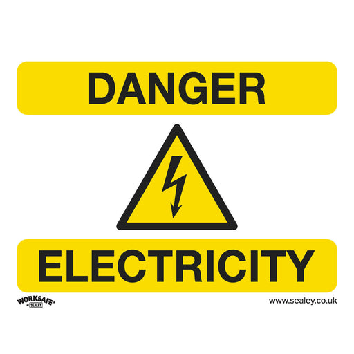 1x DANGER ELECTRICITY Health & Safety Sign Self Adhesive 100 x 75mm Sticker Loops