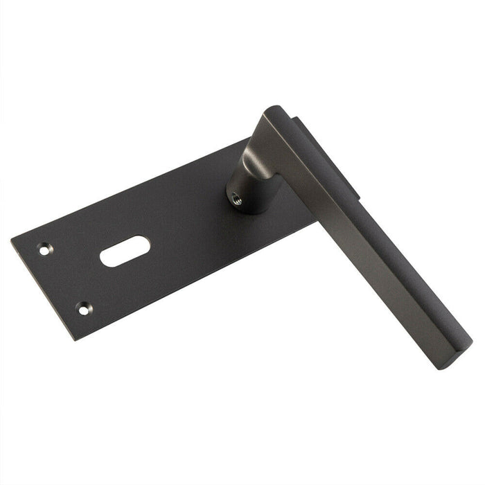4x PAIR Straight Bar Handle on Slim Lock Backplate 150 x 50mm Matt Bronze Loops