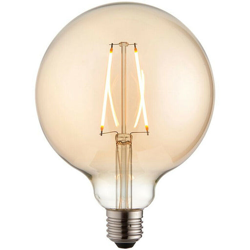 125mm GLOBE LED Filament Light Bulb AMBER GLASS E27 Screw 2W Warm White Lamp Loops