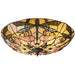 Tiffany Glass Semi Flush Ceiling Light Dragonfly Round Inverted Shade i00032 Loops