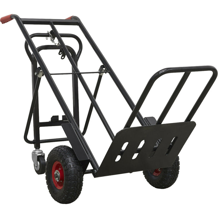 300kg Heavy Duty 3 in 1 Sack Truck & Solid PU Tyres - 45° Support Trolley Legs Loops