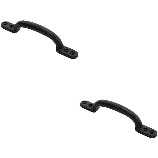 2x Forged Iron Hotbed Pull Handle 152 x 18mm Black Antique Door Handle Loops