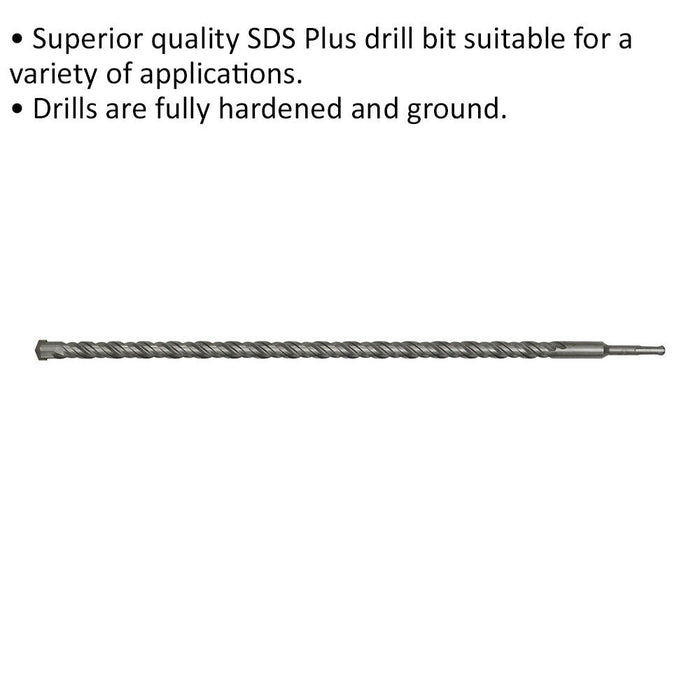 20 x 600mm SDS Plus Drill Bit - Fully Hardened & Ground - Smooth Drilling Loops
