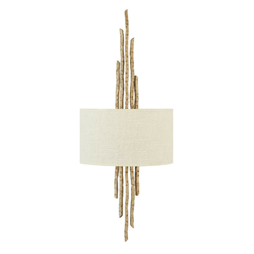 Twin Wall Light Hand Hammered Twig Effect White Shade Champagne Gold LED E14 60W Loops