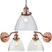 Ceiling Pendant & 2x Matching Wall Light Pack Aged Copper & Clear Glass Shade Loops