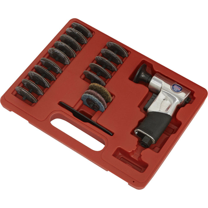 35 PACK 50mm AIR Mini Sander & Discs Kit - 1/4" BSP - Car Bodywork Smart Repair Loops