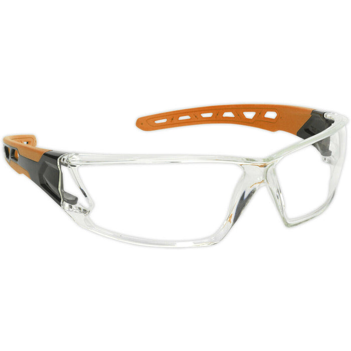 Lightweight Safety Spectacles - Clear Polycarbonate Lens - Flexible TPR Arms Loops