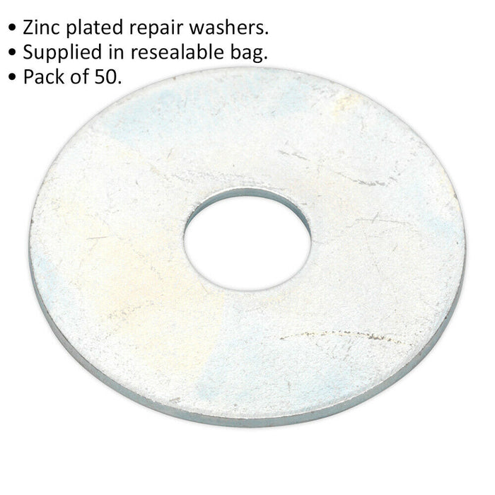 50 PACK - Zinc Plated Repair Washer - M8 x 38mm - Metric - Metal Spacer Loops