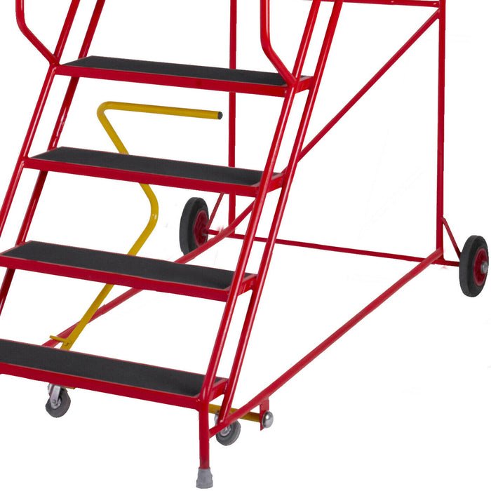 5 Tread HEAVY DUTY Mobile Warehouse Stairs Anti Slip Steps 2.13m Safety Ladder Loops