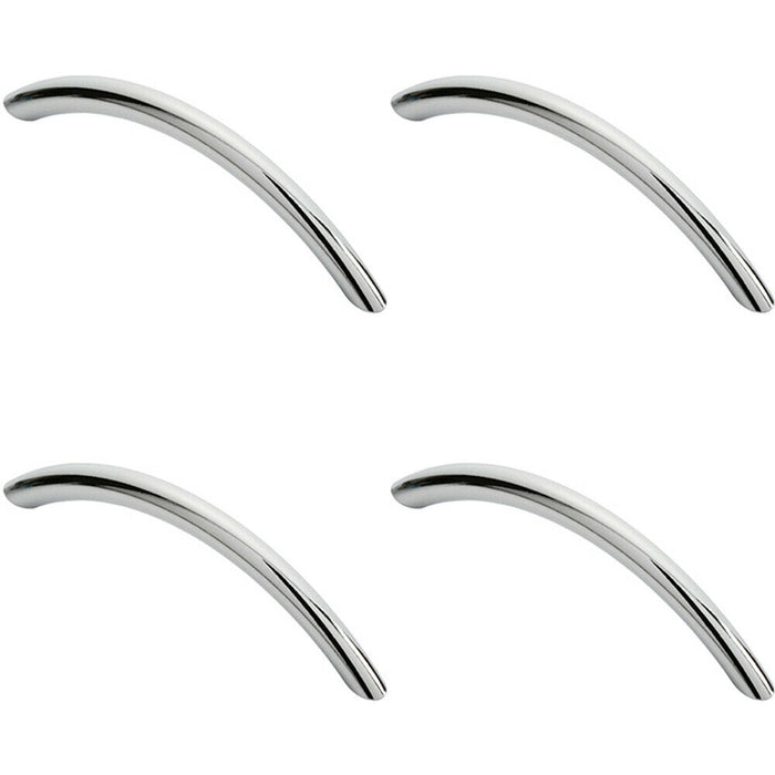 4x Curved Bow Cabinet Pull Handle 119 x 10mm 96mm Fixing Centres Chrome Loops