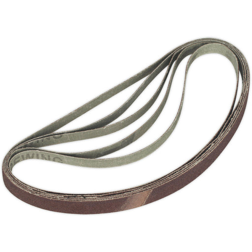 5 PACK - 12mm x 456mm Sanding Belts - 40 Grit Aluminium Oxide Slim Detail Loop Loops