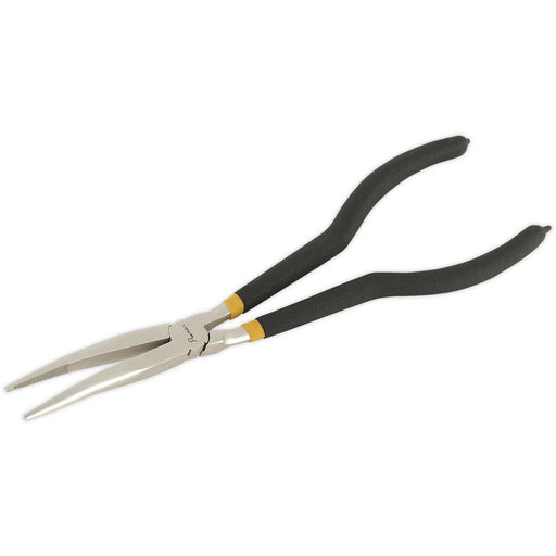 280mm Offset Needle Nose Pliers - Nickel-Ferrous Finish - Non-Slip Foam Grip Loops
