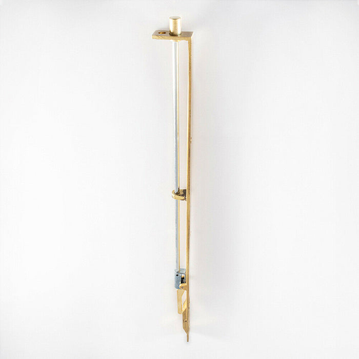 Lever Action Flush Door Bolt with Flat Keep Plate 460 x 20mm Polished Brass Loops