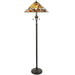 1.5m Tiffany Twin Floor Lamp Dark Bronze & Floral Stained Glass Shade i00004 Loops