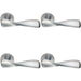 4x PAIR Ergonomic Twisted Handle on Round Rose Concealed Fix Satin Chrome Loops