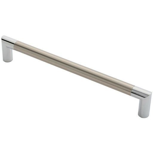 Larged Round Bar Mitred Door Handle 325 x 19mm Polished Chrome Satin Nickel Loops