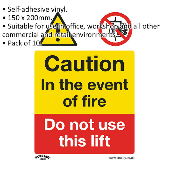 10x DO NOT USE THIS LIFT Health & Safety Sign Self Adhesive 150 x 200mm Sticker Loops
