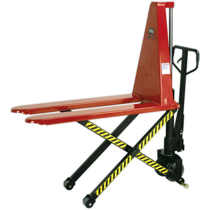 1000kg High Lift Pallet Truck - 1170mm x 540mm Forks - Twin Stabilisers Loops