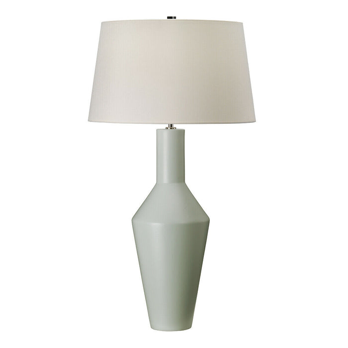 Table Lamp Matt Finished Pale Sage Green Ivory Cylinder Shade LED E27 60W Loops