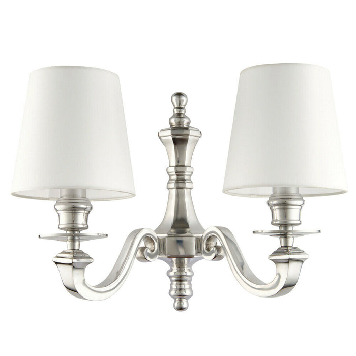 Dimmable Twin Wall Light Polished Aluminium Candelabra Style Modern Lamp Fitting Loops