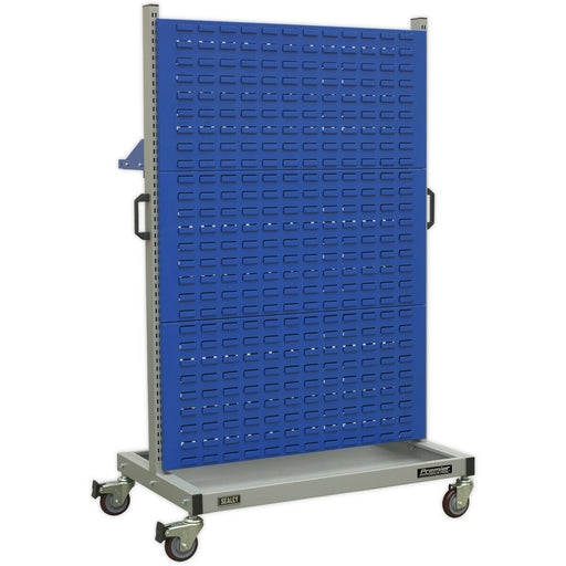 Industrial Mobile Storage System with Shelf - 960 x 640 x 1605mm - Four Castors Loops