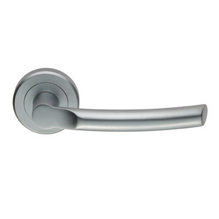 4x PAIR Curved Round Bar Handle on Round Rose Concealed Fix Satin Chrome Loops