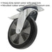 200mm Heavy Duty Swivel Plate Rubber Castor Wheel - 50mm Tread -Total Lock Brake Loops