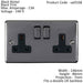 2 Gang Double UK Plug Socket BLACK NICKEL 13A Switched Mains Wall Power Outlet Loops